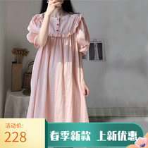 Best choice summer night dress womens trend brand Korean new product Hong Kong pure cotton short-sleeved cute princess ins pajamas home clothes
