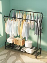 Clothes rack Double-layer clothes rack Floor-to-ceiling double-rod clothes storage rack Hanging bedroom clothes rack saves space