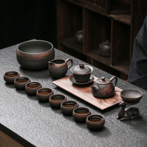 High-grade purple pottery purple sand kung fu tea set home office ceramic teapot tea cup bowl set set