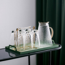 Cup water set household Nordic glass light luxury drinking cup set with tray living room simple high temperature resistance