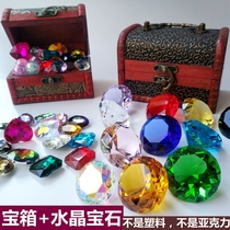 Childrens toys Plastic crystal gems Colorful Princess transparent decorative diamonds with pirate treasure chest