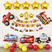 Childrens birthday layout car theme balloon decoration background wall Children Baby one year old childrens scene decoration