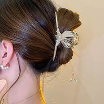Coast ~ Summer Advanced Sensation Pearl Bay Shell Grip Large temperament Hair Clip Woman Rear Brain Spoon Shark Clip Head Decoration