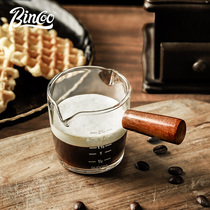 Bincoo Japanese wooden handle glass small Milk Cup Cup Milk Jar coffee plus Milk Cup pour milk jug mini scale Juice Cup Cup