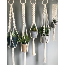 ins Nordic style Indian Dian wall hanging wall decoration cotton rope straw rope woven basket flower pot sling rope