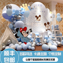 Mickey Mouse series Childrens baby birthday 100-day feast decoration scene decoration balloon party KT board package