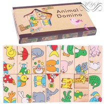 Childrens wooden Domino puzzle puzzle puzzle block 1-2-3 years old boys and girls early education matching toys high quality solid wood
