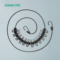 Banana fun clothesline multifunctional portable outdoor travel non-slip buckle windproof rope punch-free drying rope to separate clothes