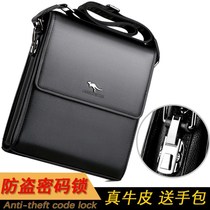 Berlin kangaroo shoulder bag mens bag business Hand bag anti-theft code lock cowhide shoulder bag mens tide bag