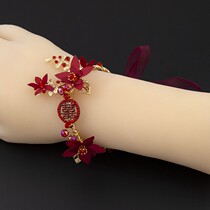 Wrist flower red Chinese style show bracelet newcomer Wedding Bride wedding bridesmaid sister group happy hand flower