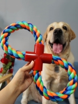Pet dog toy Bite-resistant rope knot molar ball Dog bite rope tooth cleaning Golden retriever Labrador big dog interactive stick