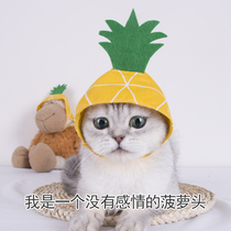 Funny pet headdress cat dog pineapple head jewelry Teddy small dog head cover British short blue cat pet supplies