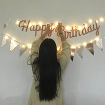 Happy birthday banner drawing bar venue decoration girl ins Wind happy birthday decoration word hanging flag