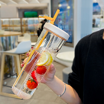 Online Red Water Cup Girls Portable Anti-Fall Large Capacity Cup Female Outdoor Sports Fitness Brief Kettle Water Bottle Summer