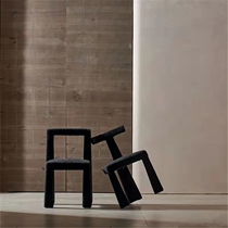 Nordic minimalist Silent Wind Designer Backrest Black Chair Coffee Hall Lamb Suede New Folk-like Dining Room Dining Chair