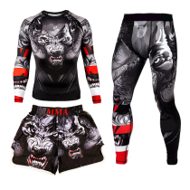 Venom long sleeve training suit three pieces of speed dry tightcoat long sleeve long-sleeve trousers Sports fitness boxing kit