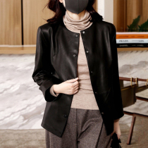 Leather Short Leather Women's Fall Winter New Loose Skinny Sheepskin Coat Temperament Casual Plus Velvet Leather Jacket Tide