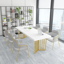 Nordic conference table long table industrial style creative solid wood reception table simple modern office office desk and chair combination