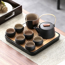 Simple Japanese lifting beam pot kung fu tea set ceramic dry bubble plate office meeting guest light luxury home Modern Small set