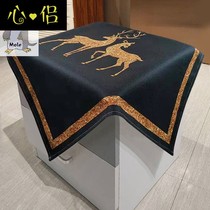 Japanese black gold bedside table cloth cotton cloth refrigerator washing machine cover linen thick waterproof printer dust cover