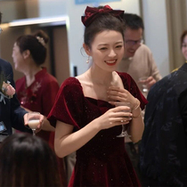 Toast to the bride 2022 new summer wine red wedding gown wedding gown The female short section is usually worn