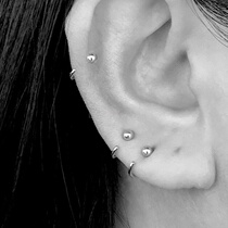  New product S925 silver small ear bone nails temperament simple and small hypoallergenic earring plated white gold 14K gold personality INS