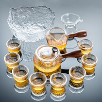 Glass light luxury kung fu tea set home office bubble teapot artifact Japanese living room hammer pattern small tea cup