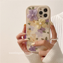 ins Korean wind art purple solid flowers apply iPhone12 apple 13 phone shell 11pro max new xs silicone xr female 8plus small crowdx spring 7p
