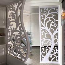Custom hollow carved board partition aisle plaid ceiling living room porch European background wall screen board