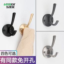 Single wall hanging clothes hook Wall cap hook Gold single hook Metal black shoes Wardrobe door rear entrance hole-free Nordic