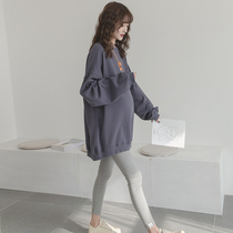 2021 new autumn maternity sweater medium long jacket loose top fashion casual spring and autumn maternity clothes