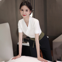 2021 New foot bath technician work clothes female physiotherapy pedicure shop Chinese health set high-end beauty salon clothing