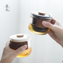 Jis ceramic travel tea set portable small set outdoor portable teapot quick guest Cup One Pot Two Cups customized