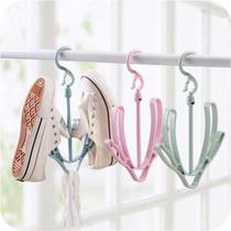 Sunsher rack creative windproof double hook balcony multi-purpose shoe hanger adhesive hook shoe rack drying rack storage