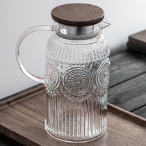 Household high temperature resistant cold kettle embossed sunflower glass cool white boiling water cup living room teapot set large capacity