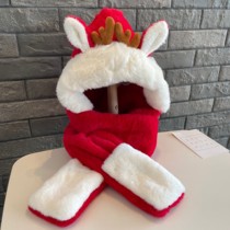 Baby scarves hat gloves integrated baby winter plush thickened protective ear cap Three sets of men and women 1225d