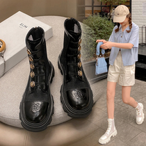 Ingléen Wind Martin boots female Summer thin Breathable Mesh Yarn Hollowed-out Short Boots Genuine Leather Spring Autumn Single Boots Small Crowdsourced Cool Boots