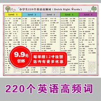 Primary English 220 High Frequency Words Wall chart Dolch Sight Words Primary School English Common Words
