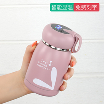 Thermos Cup female student Smart Cup portable cute childrens cup stainless steel big belly Cup custom lettering