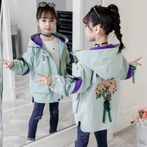Girls windbreaker coat autumn clothing 2021 New style spring autumn winter embroidery little girl female treasure children long