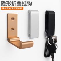 Wall-mounted creative invisible folding coat hook nail-free living room hanging bag single hook toilet bathroom adhesive hook