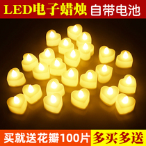 Fireworks Candles Birthday Love Flame Stick Heart-shaped Blowing LED Electronic Candle Light Valentines Day Decoration