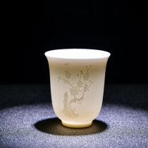 Dehui white porcelain master Cup single cup goat jade porcelain tea cup tea cup ceramic relief Cup Dragon Cup kung fu tea set