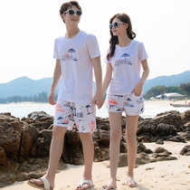 Beach pants men can go into the water quick dry loose size five-point shorts lovers Sanya Thailand seaside holiday set women