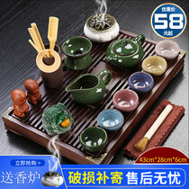 Purple Sand Kung Fu Tea Set Household Simple Ceramic Tea Cup Electric Magnetic Furnace Tea Ceremony Solid Wood Tea Tai