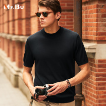 Mr Bu short sleeve cardigan men 2021 autumn and winter new trend half sleeve thin knitted mens clothes KT01352