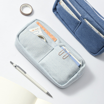 New canvas pencil case large capacity high school students simple stationery box pencil box boy pupils pen box
