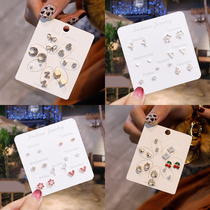 Set earrings 2021 New Tide combination simple temperament earrings female retro harbor wind earrings small versatile earrings