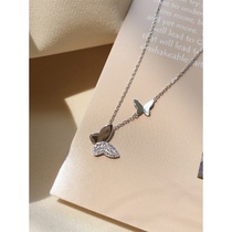 925 sterling silver butterfly necklace female ins simple clavicle chain student forest department small fresh net red temperament jewelry