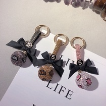Japan and South Korea creative BAO WEN full diamond ball car keychain bow key chain ring personality fashion female bag pendant